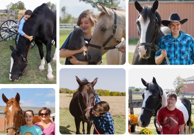Several smiling participants with their favourite horses from our last picture day.